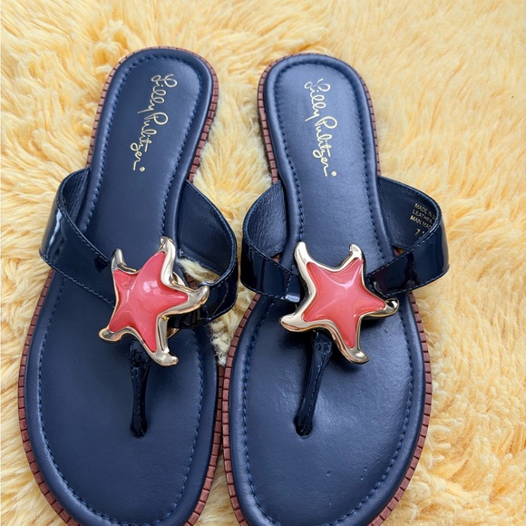 Lilly Pulitzer Shoes - Lilly Pulitzer Navy Sandals with Coral Starfish